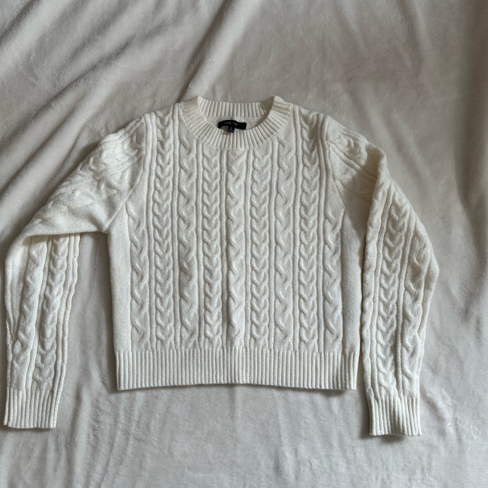 Love Tree Ivory Cable Knit Sweater